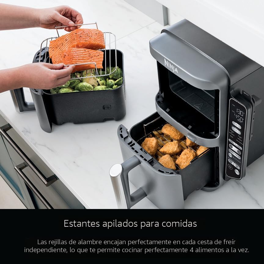 Ninja Freidora de Aire Inteligente DoubleStack XL de 2 Cestas, Sist...