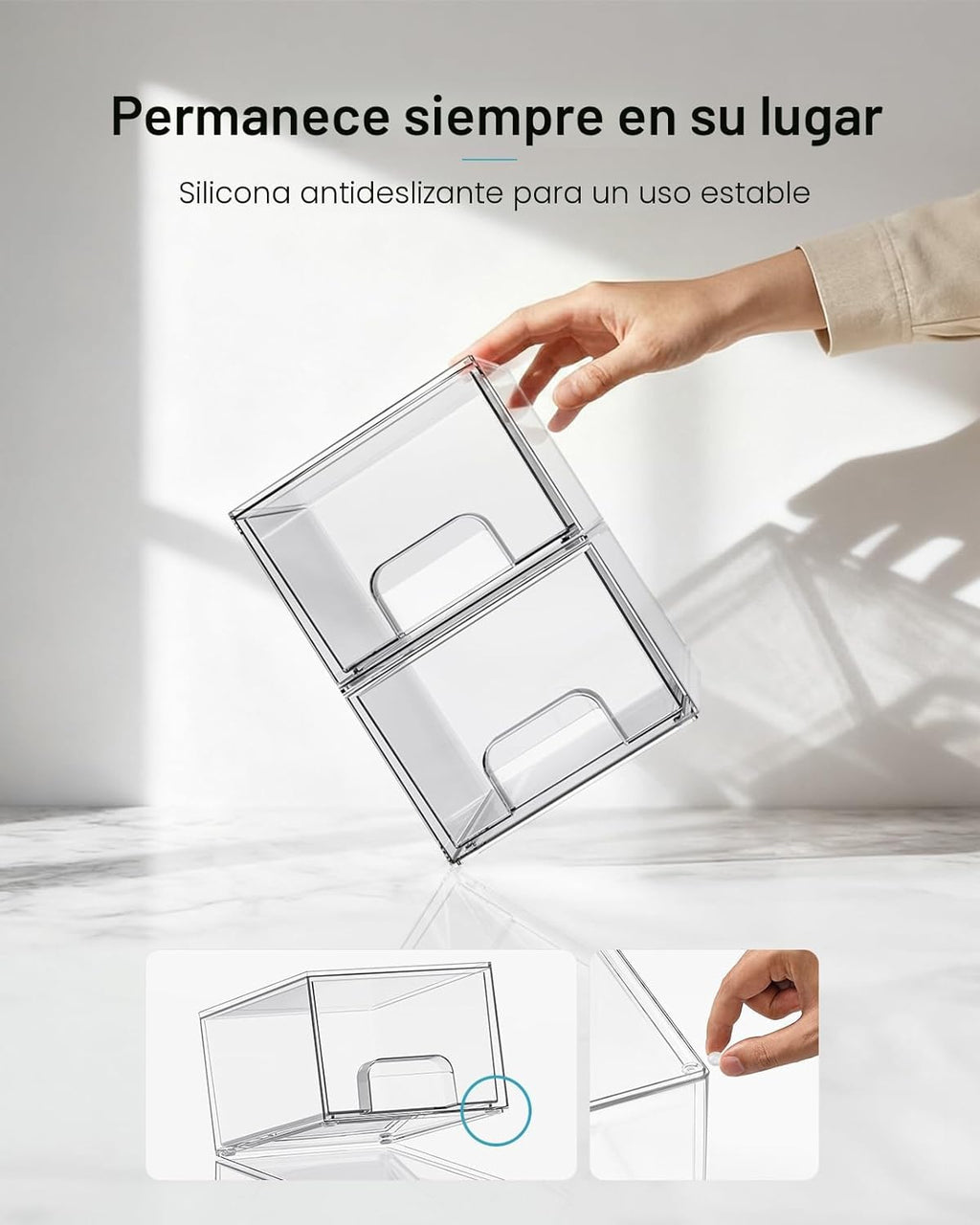 Vtopmart - 4 cajones de almacenamiento apilables transparentes pequ...