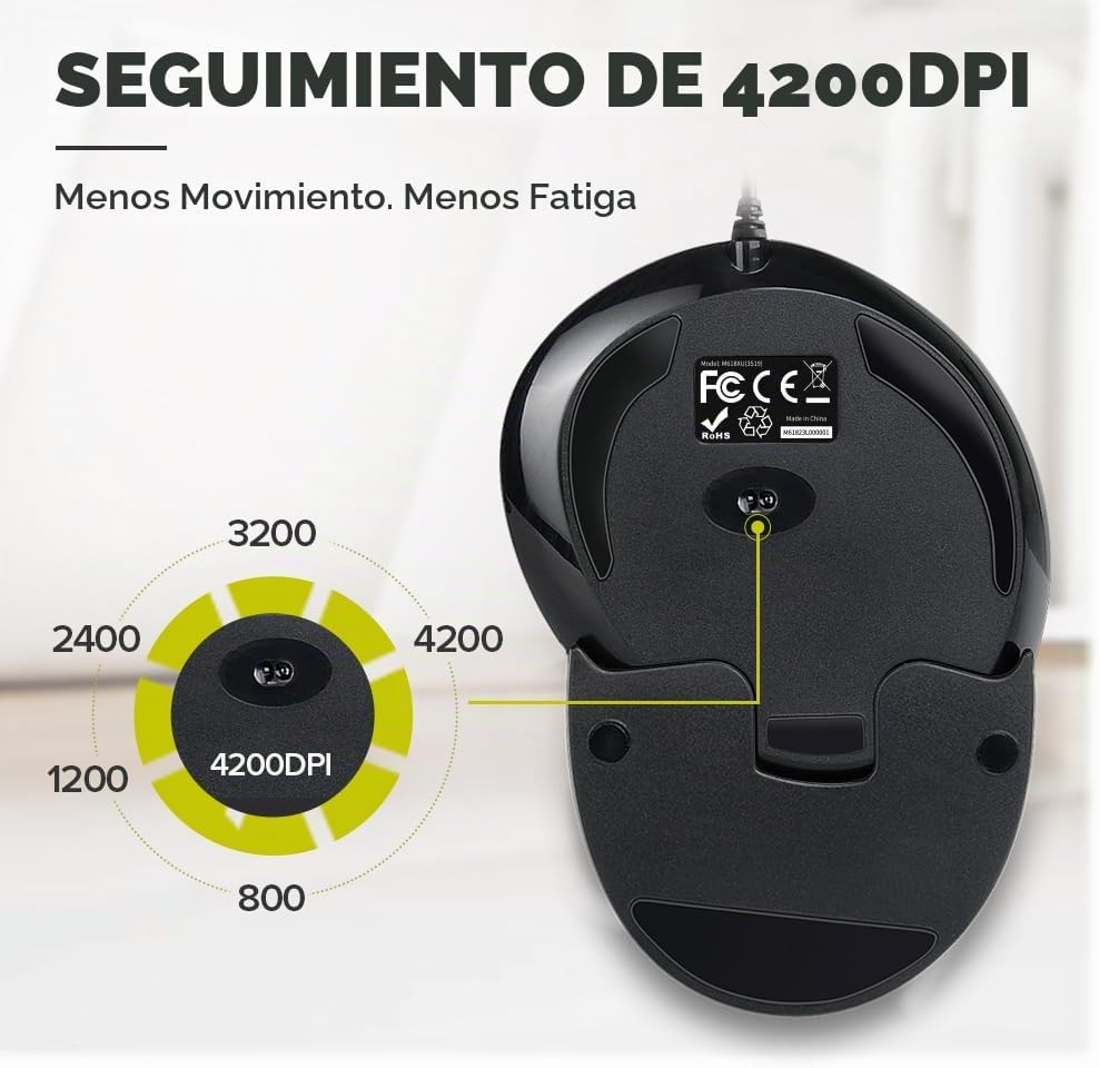 DELUX Ratón vertical ergonómico con cable, para manos medianas | Re...