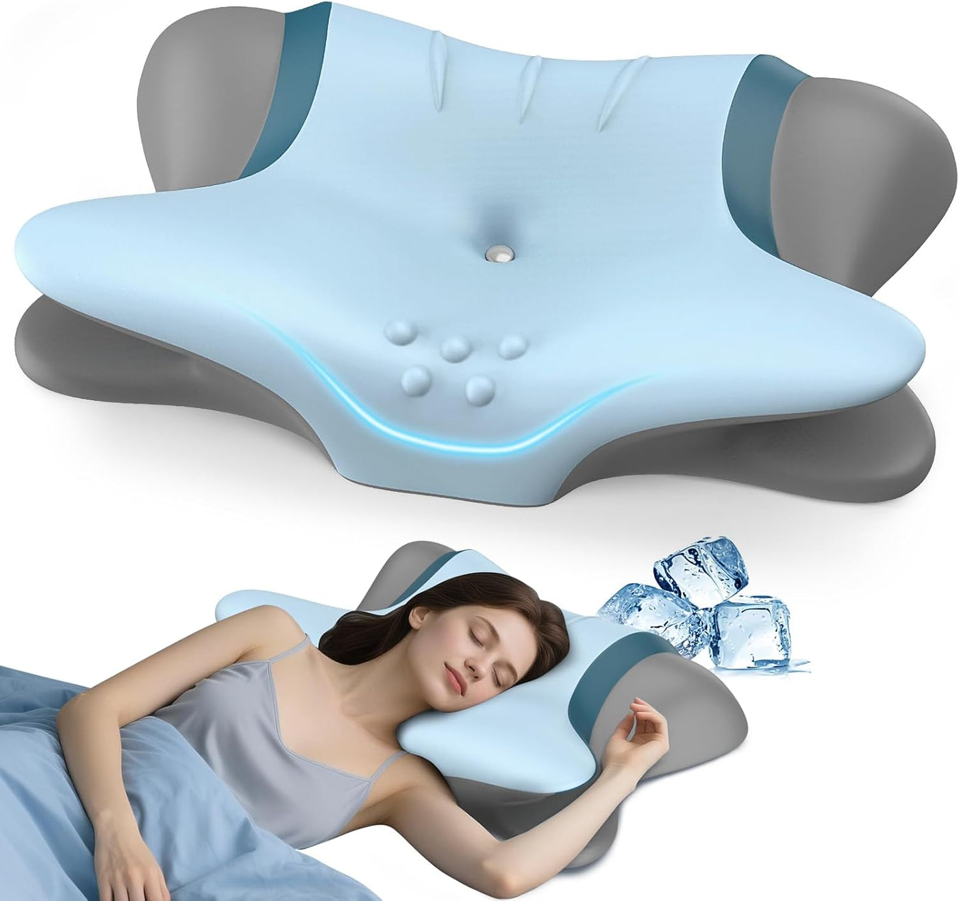 Almohada cervical para el cuello para aliviar el dolor, almohada er...