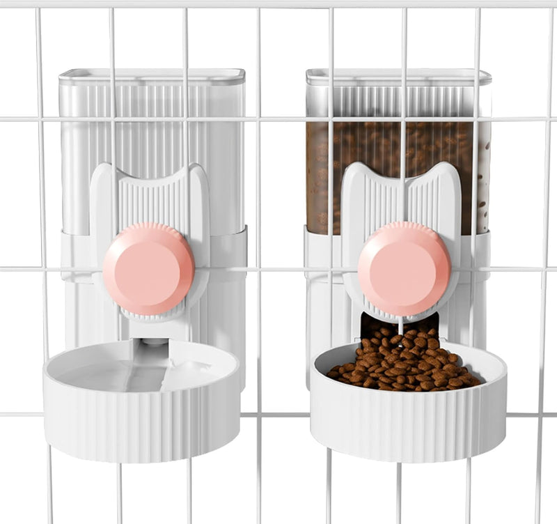 Jaula colgante Auto Pet Food Bowl dispensador de botella de agua, 1...