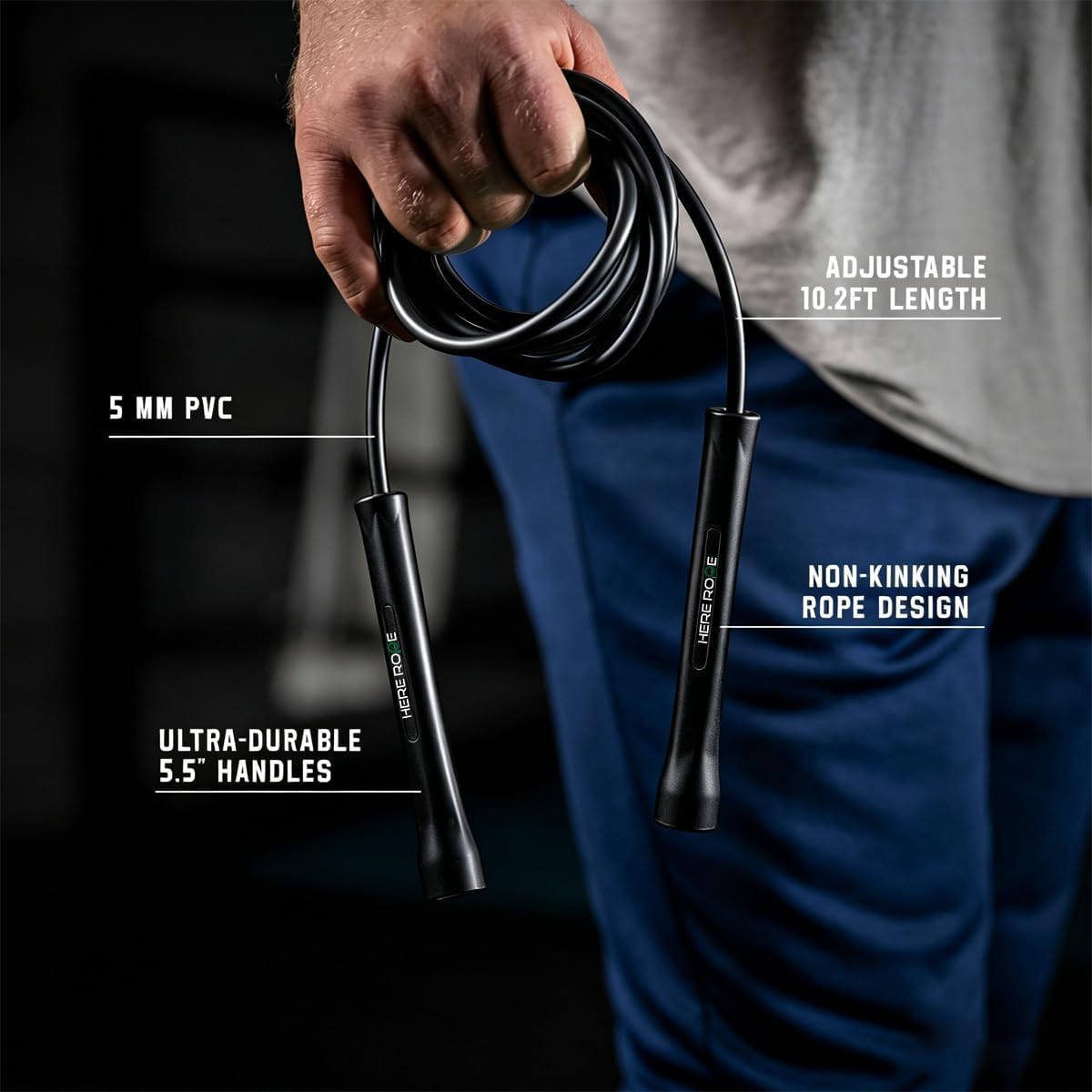 HEREROPE Cuerda de saltar ajustable \u2013 Cuerda de saltar de PVC...