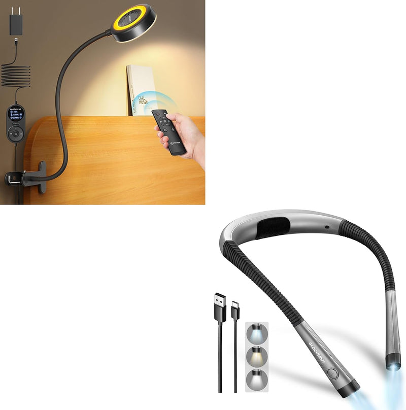 Glocusent Luz con clip y luz de libro para el cuello