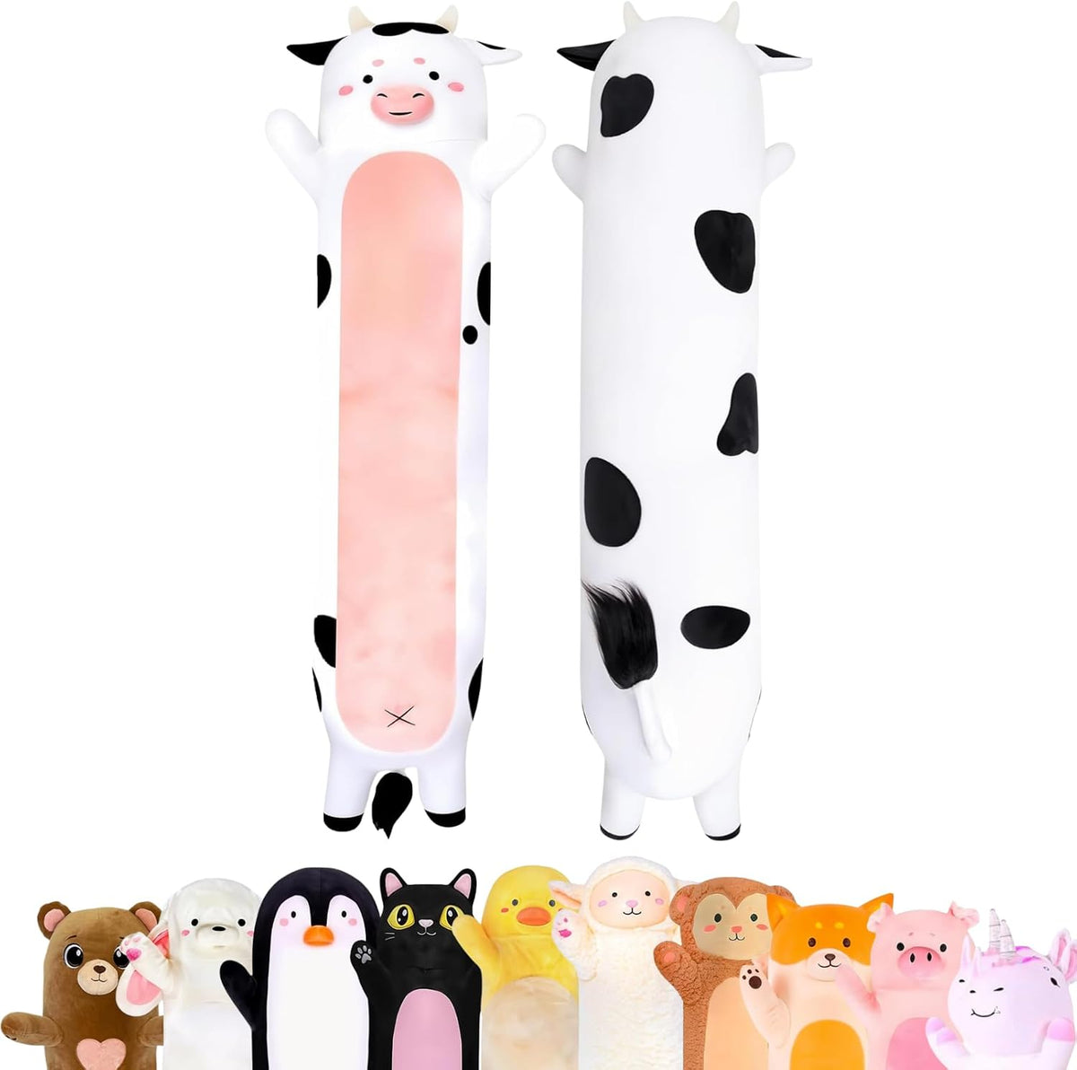 Cuddle Paws Almohada Corporal de Felpa con Estampado de Vaca para N...