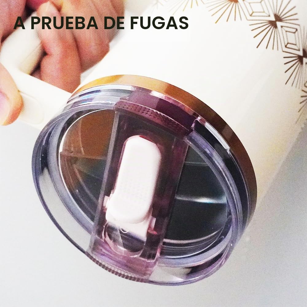 Dreamfocus - Tapa con popote plegable a prueba de fugas de 40 oz, r...