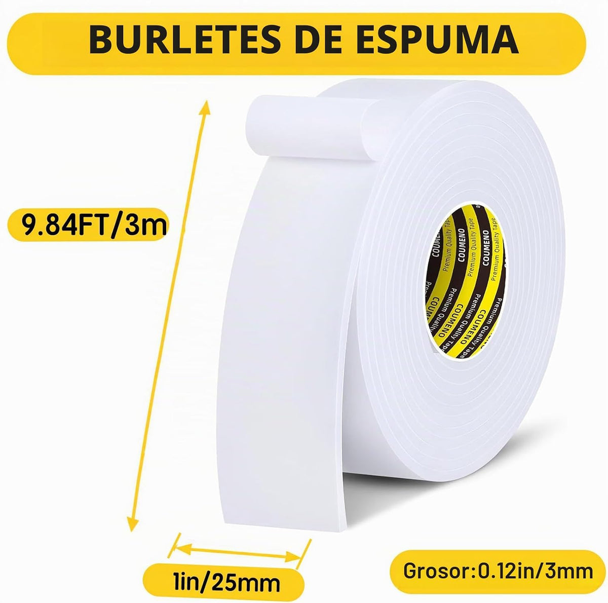 COUMENO Cinta de espuma EVA para burlete de seguridad, sello de ven...