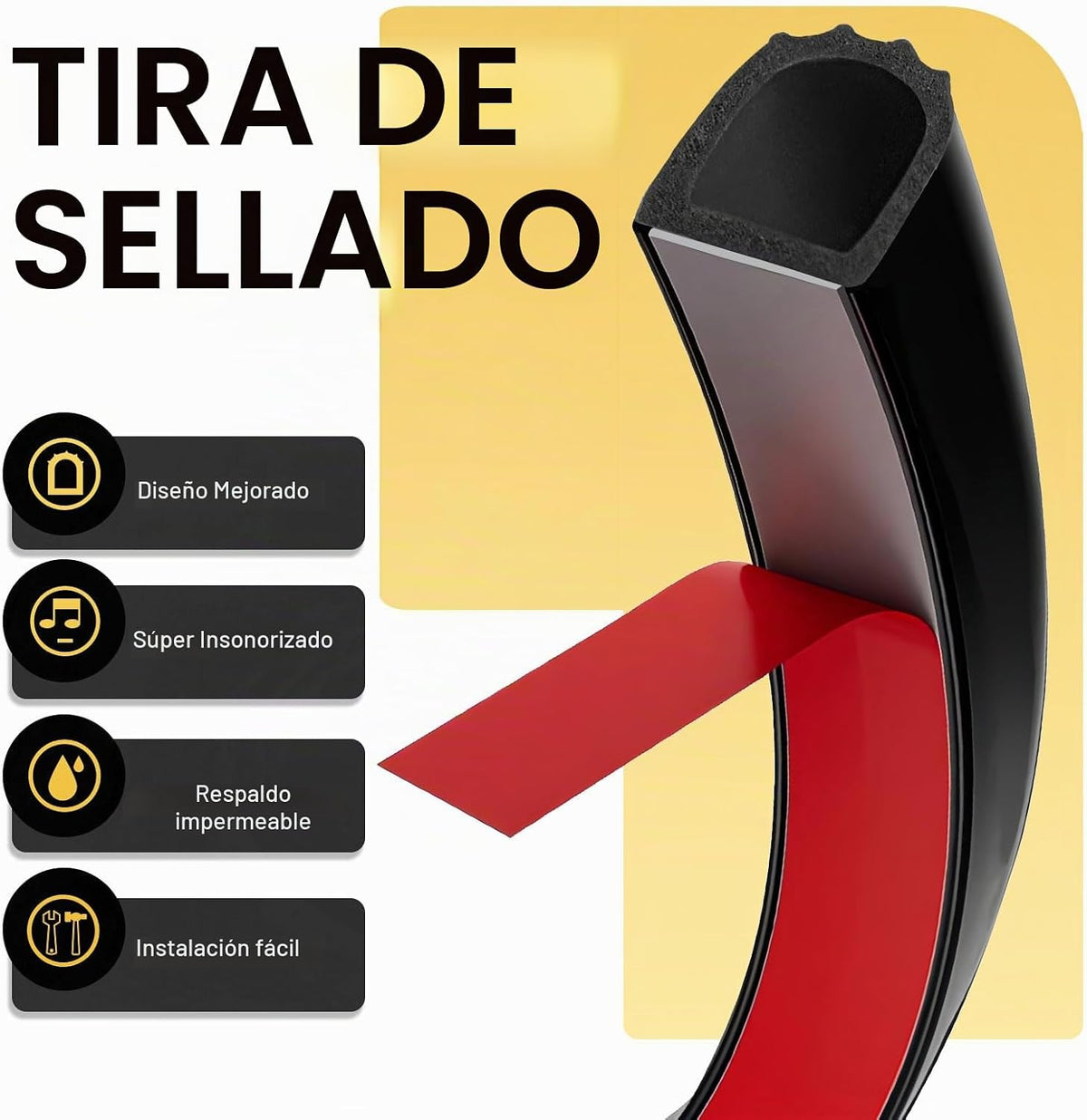 Sello de goma para puerta en forma de D, burlete para puertas de ca...