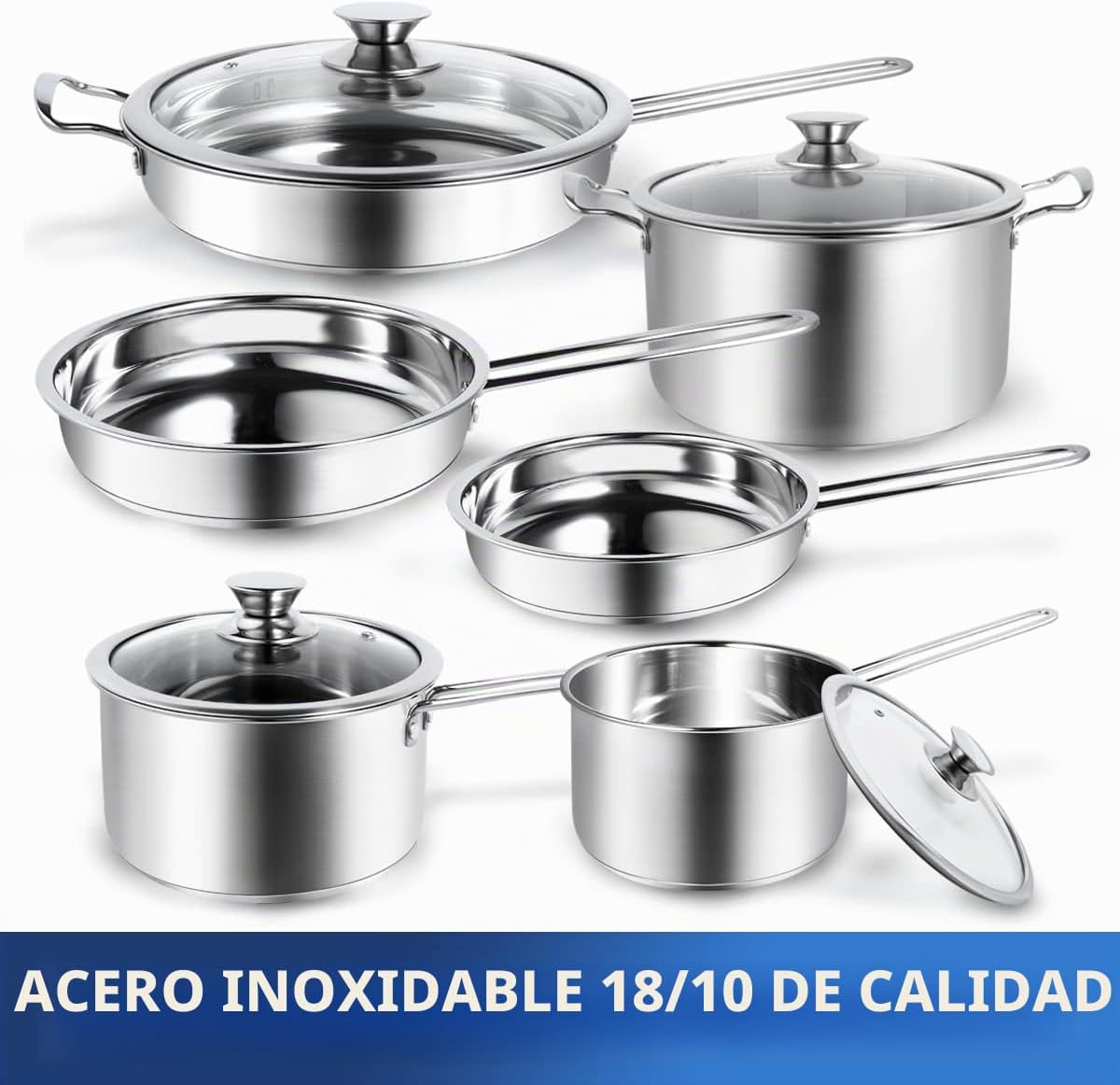 Aufranc Juego de ollas y sartenes de 10 piezas, juego de utensilios...