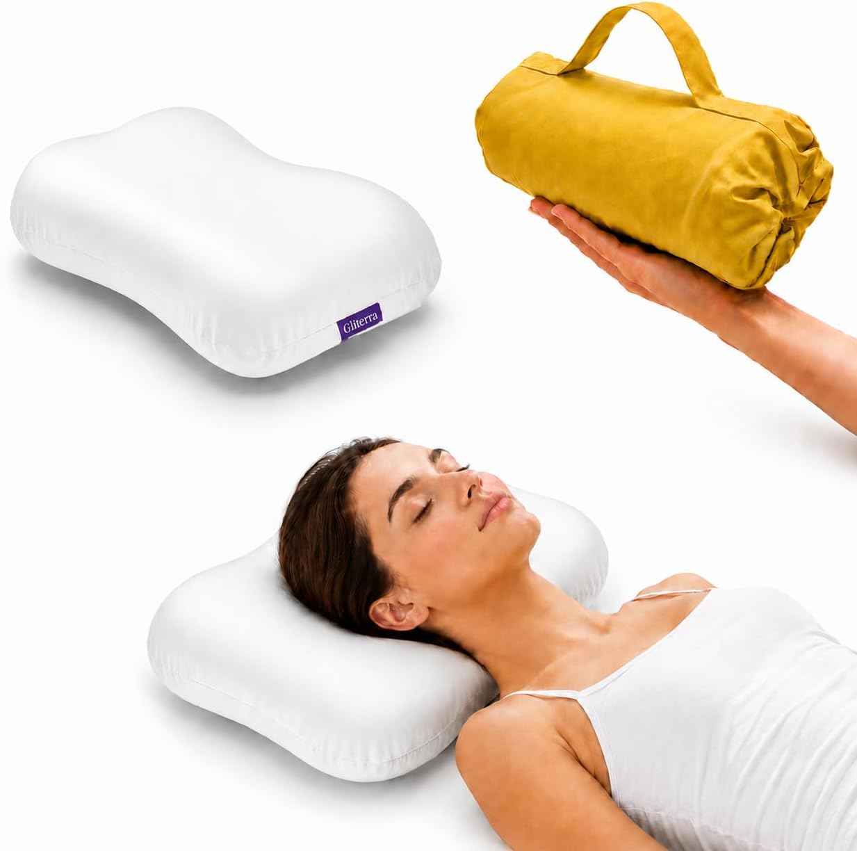 Gliterra Almohada de cuello de espuma viscoelástica de viaje, almoh...