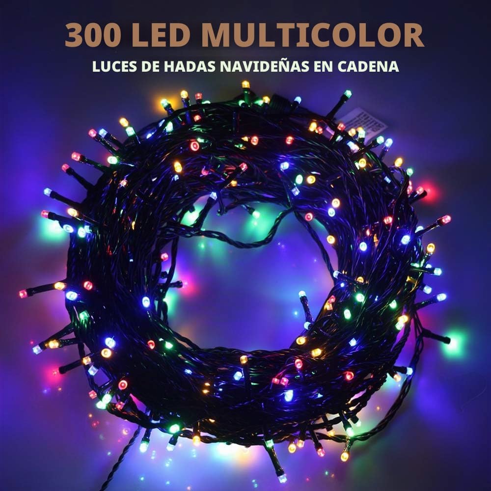 MZD8391 Guirnalda de luces de Navidad de 105 pies, 300 luces LED pa...