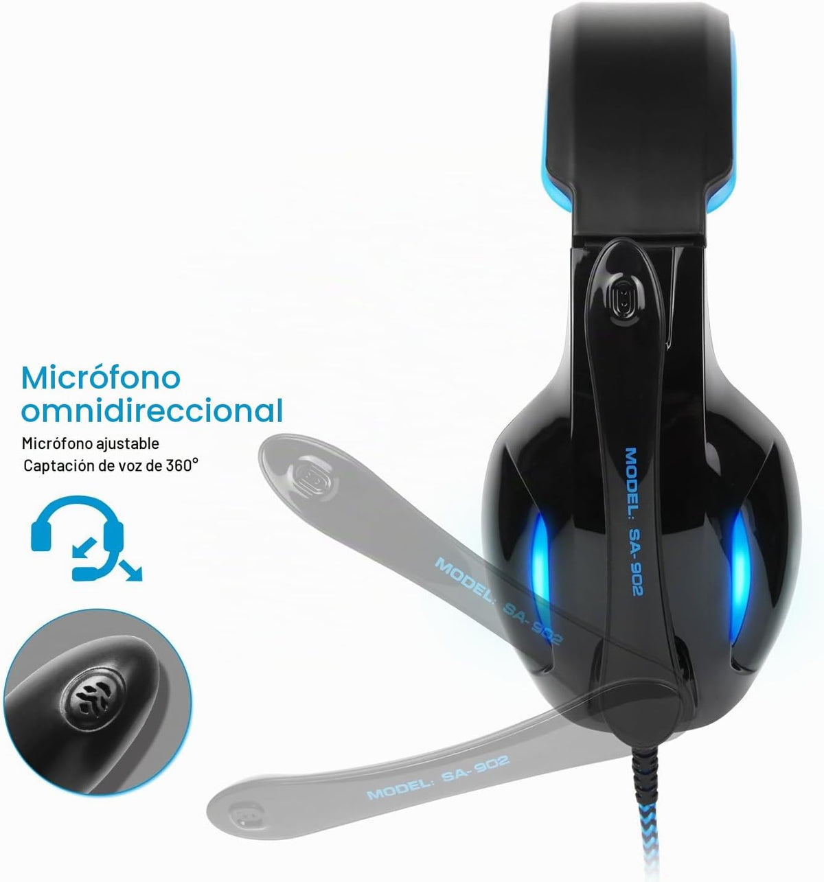 SADES SA902 7.1 USB Auriculares de PC con sonido envolvente Auricul...