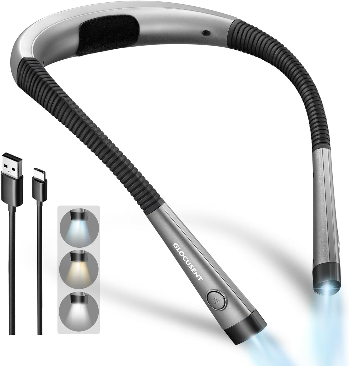 Luz de lectura Glocusent,Luz de cuello flexible,Luz de libro recarg...