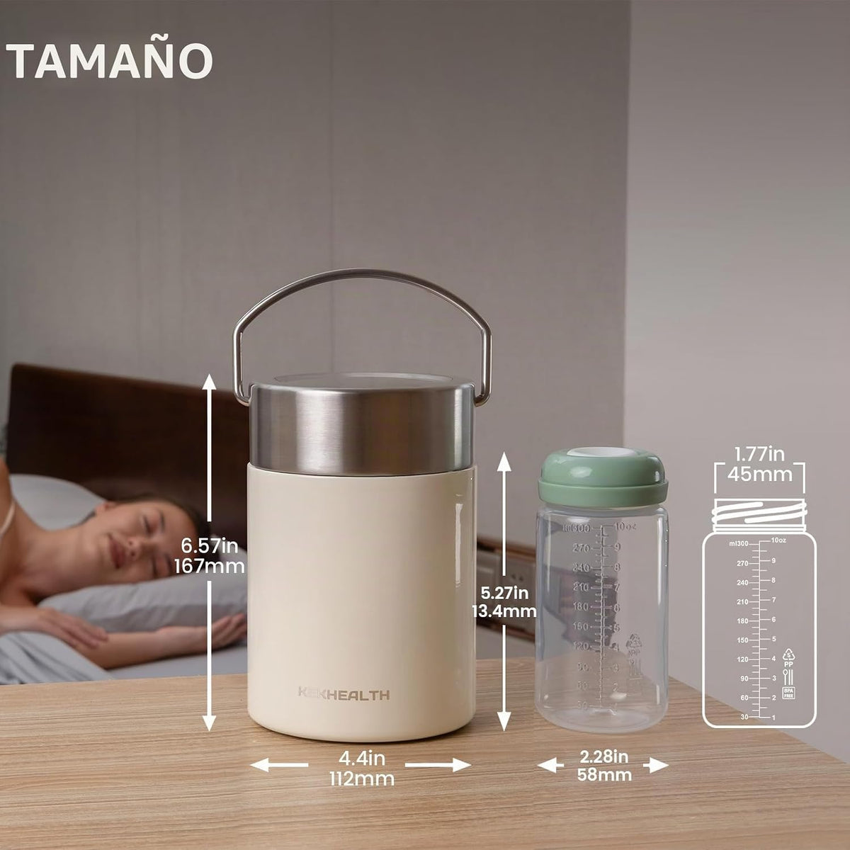 KEKHEALTH Enfriador de leche materna de acero inoxidable de 11 onza...