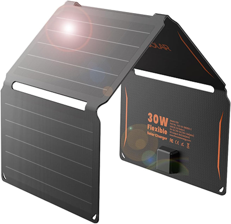 FlexSolar 30W Cargador de Panel Solar Portátil QC3.0 18W USB-A USB-...