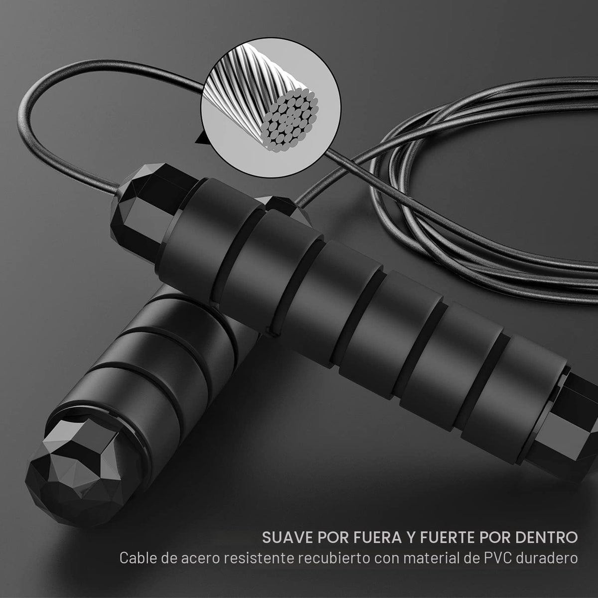 Cuerda de saltar sin enredos de velocidad rápida, cable de salto co...