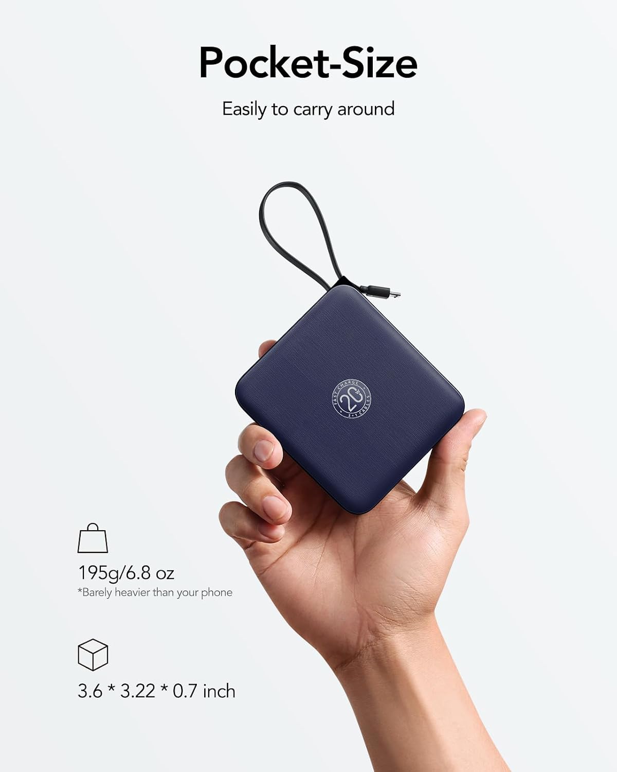 Cargador portátil VRURC con 4 cables incorporados, carga rápida de...