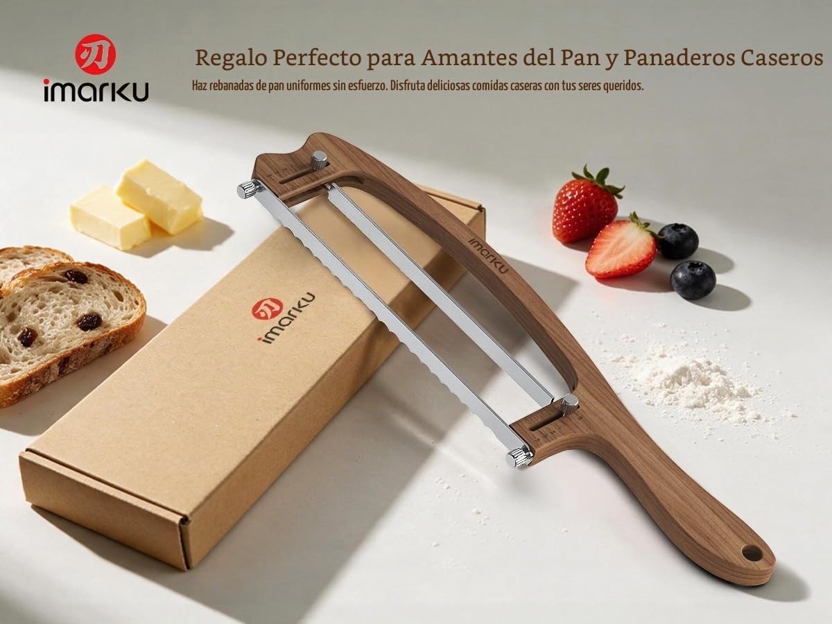 imarku Cortadora de pan de 10 pulgadas, cuchillo de pan casero de g...
