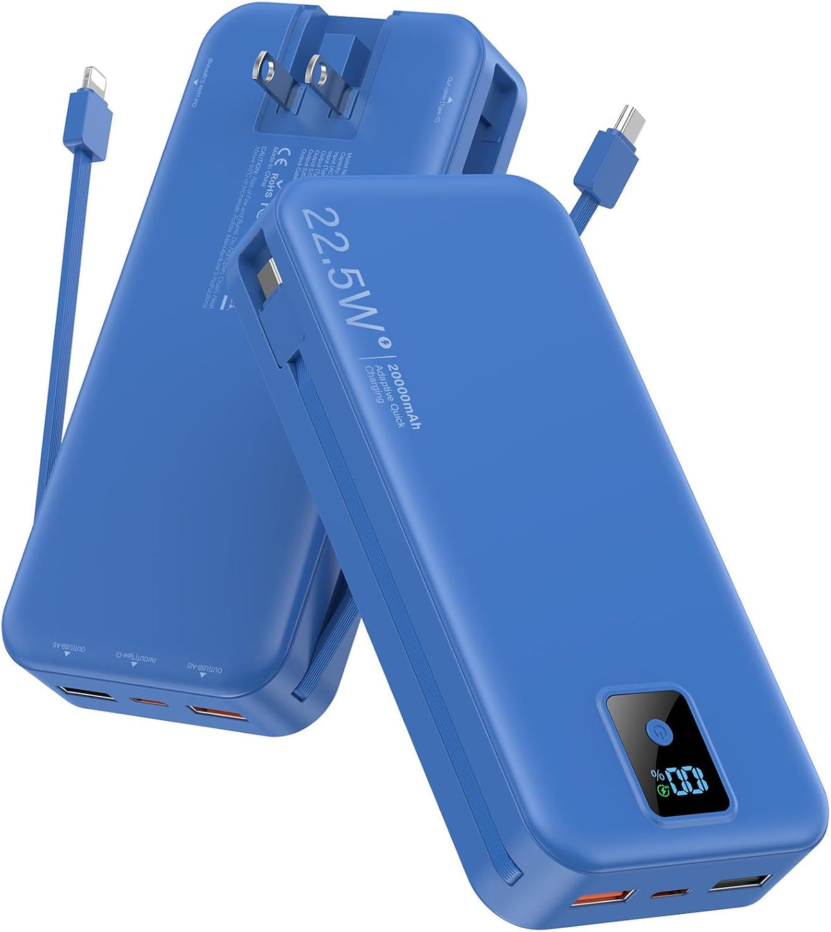 Rngsnoy Cargador portátil 20000mAh 22.5W w\/Cable incorporado y enc...