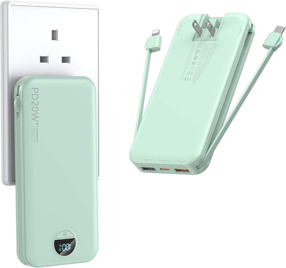 Ffnpua Cargador portátil con enchufe de pared, cargador de batería...