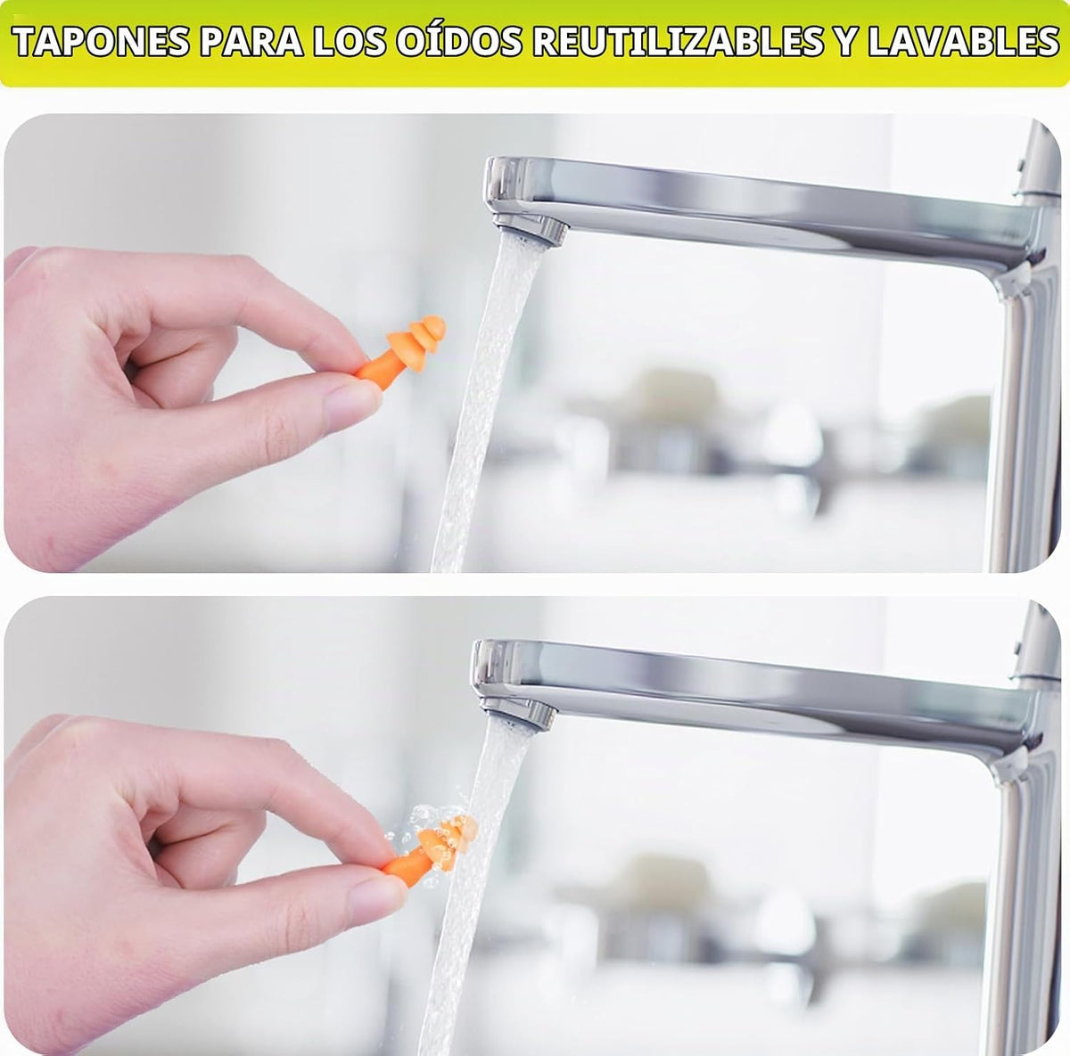 TICONN 12 pares de tapones para los oídos reutilizables de silicona...