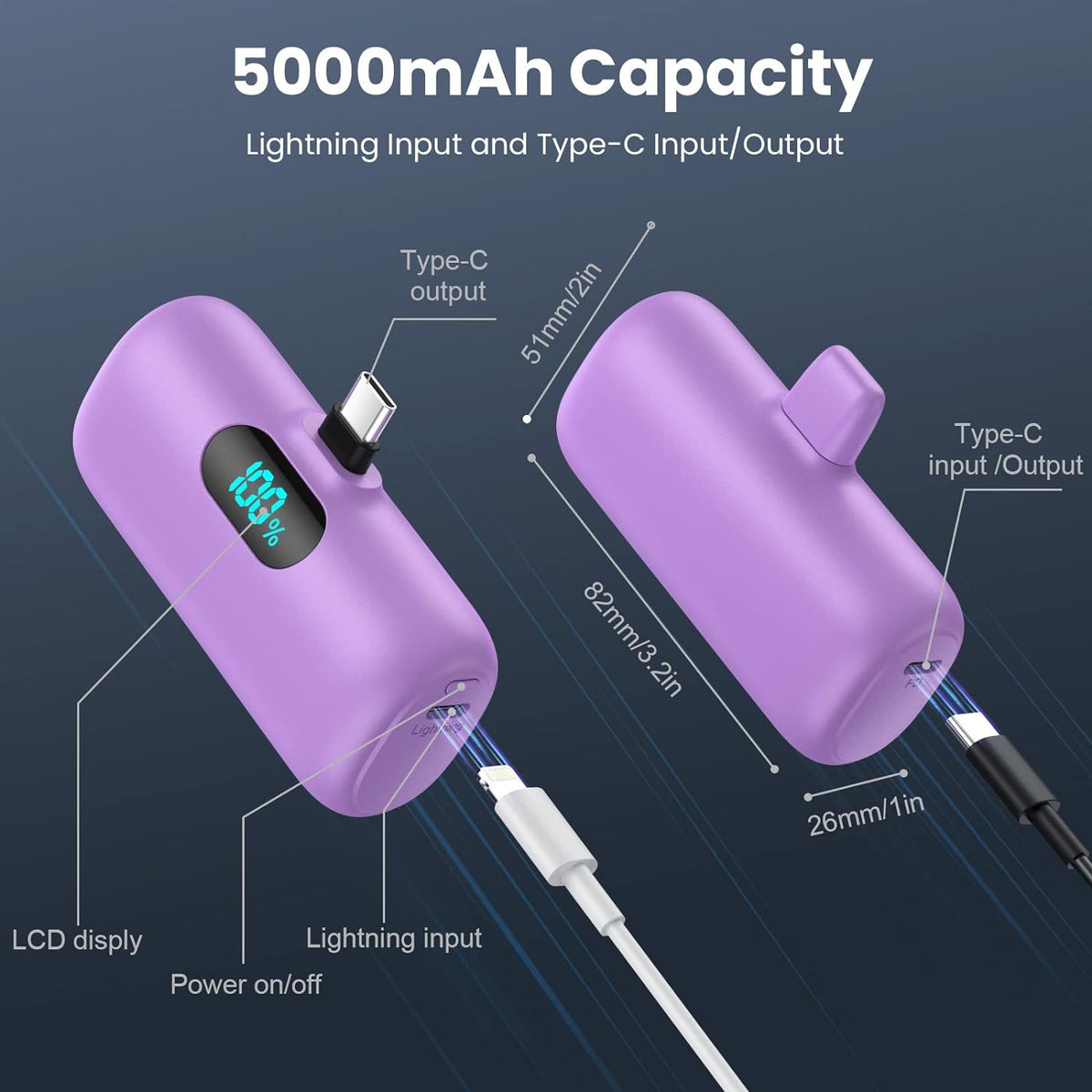 Paquete de 2 cargadores portátiles pequeños para iPhone 18\/17\/16\...