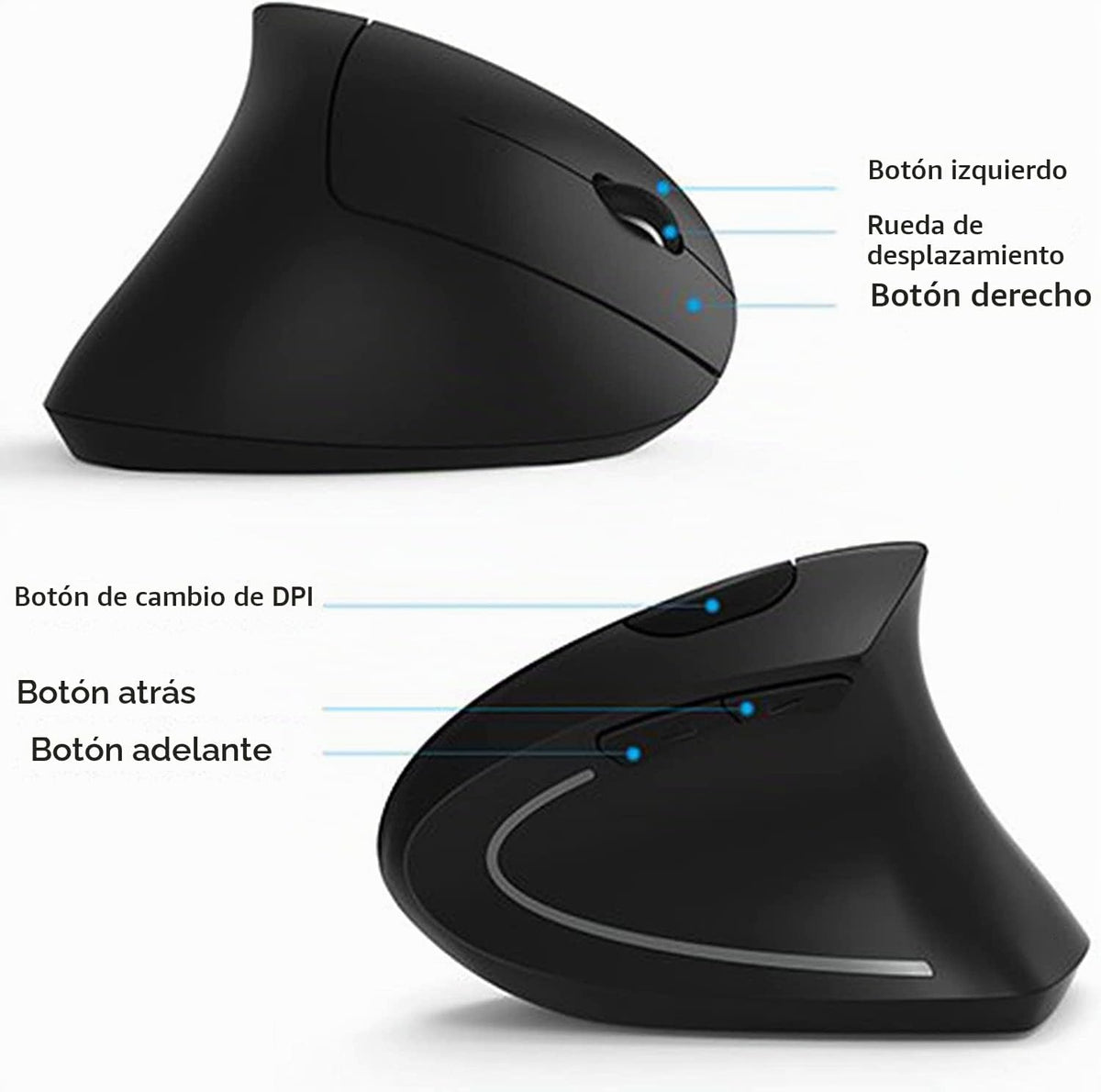 Ratón ergonómico, mouse inalámbrico vertical de alta precisión, mou...