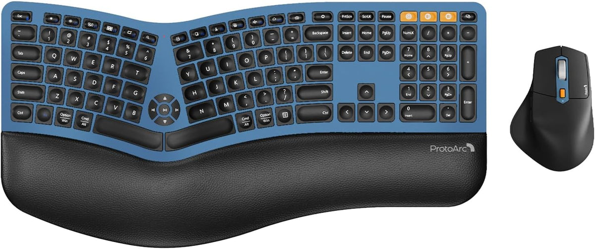 ProtoArc Teclado y ratón inalámbrico ergonómico, EKM01 Plus tamaño...