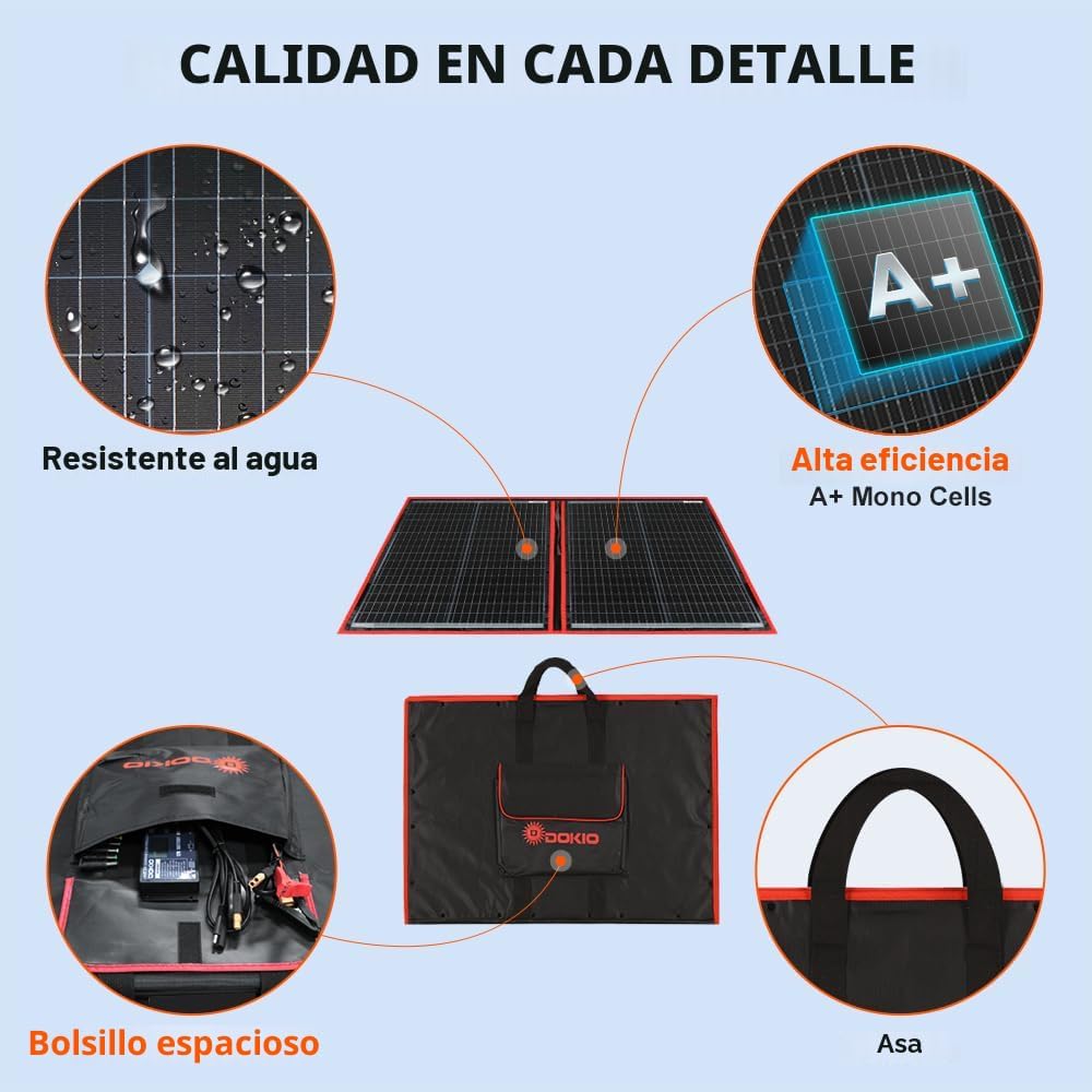 Dokio XX panel solar monocristalino, plegable, de 12 voltios | Se p...