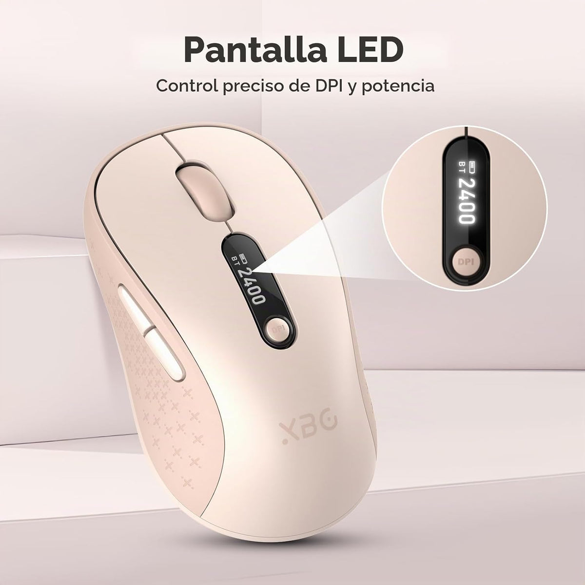 XBG B15Pro Ratón Bluetooth inalámbrico trimodo con pantalla LED par...