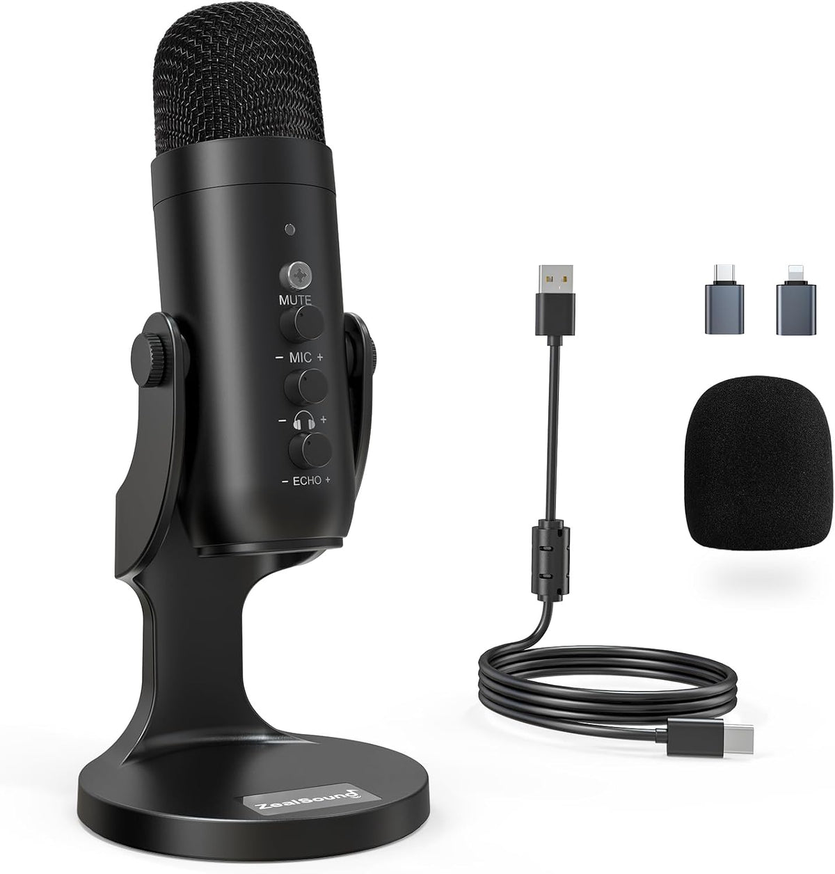 ZealSound Micrófono Podcast para PC, Micrófono USB con Cancelación...