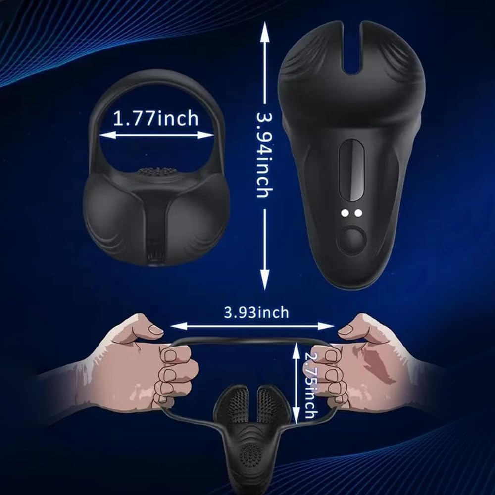 Anillo vibrador masculino con bolas, masajeador de vibración, jugue...