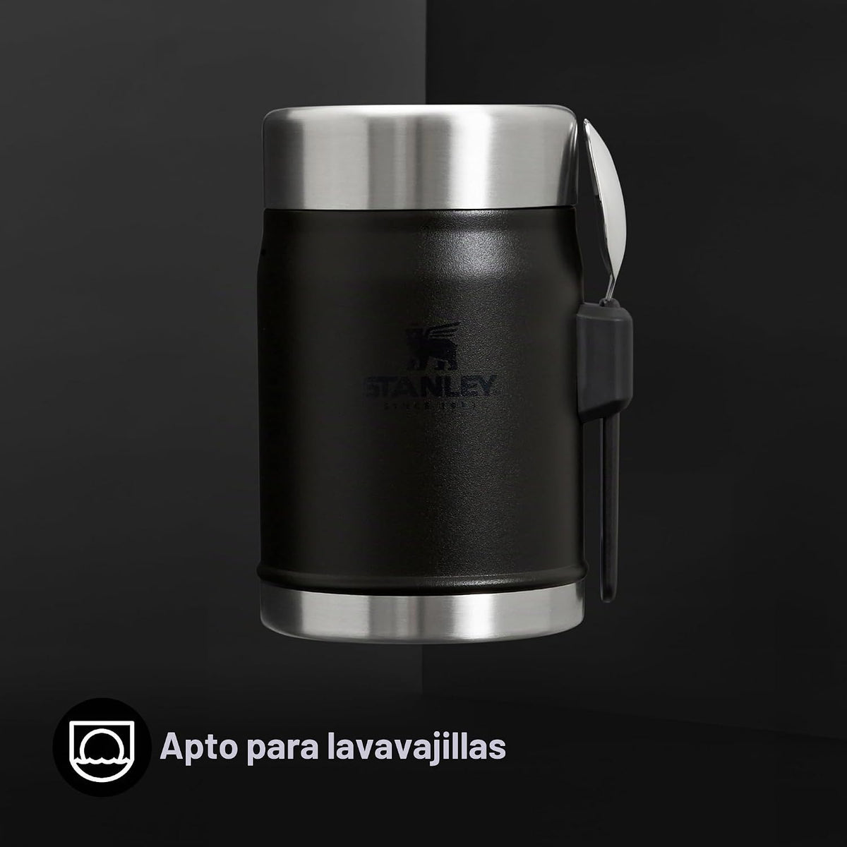 STANLEY 1913 Tarro de comida clásico con tenedor 0,4 L - Negro | Ma...