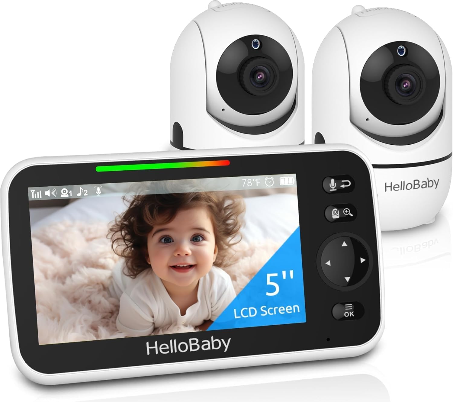 HelloBaby HB6550-2 Monitor para bebés con cámara dual de 5" sin WiF...