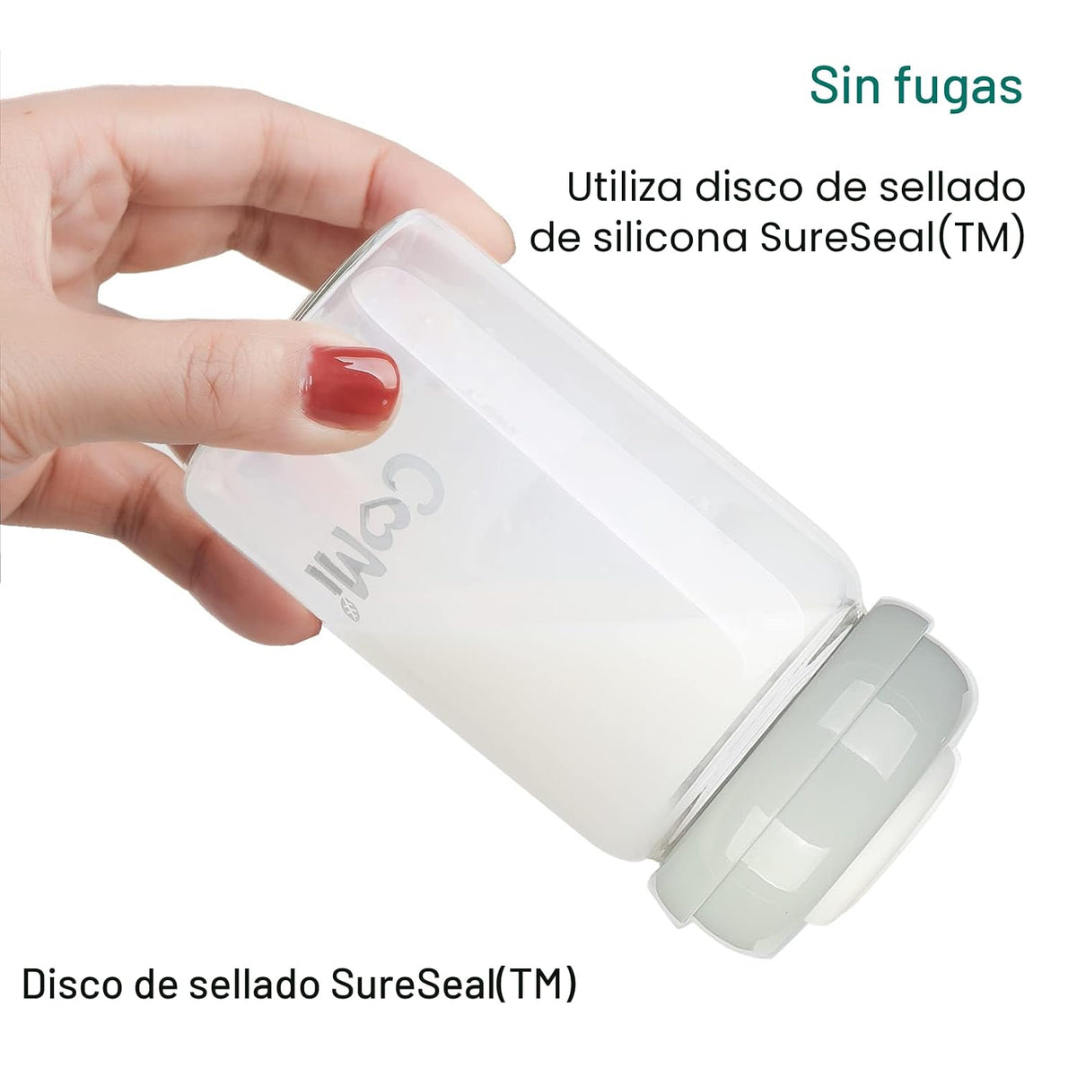COMI Botella de vidrio de cuello ancho para la colección de leche m...