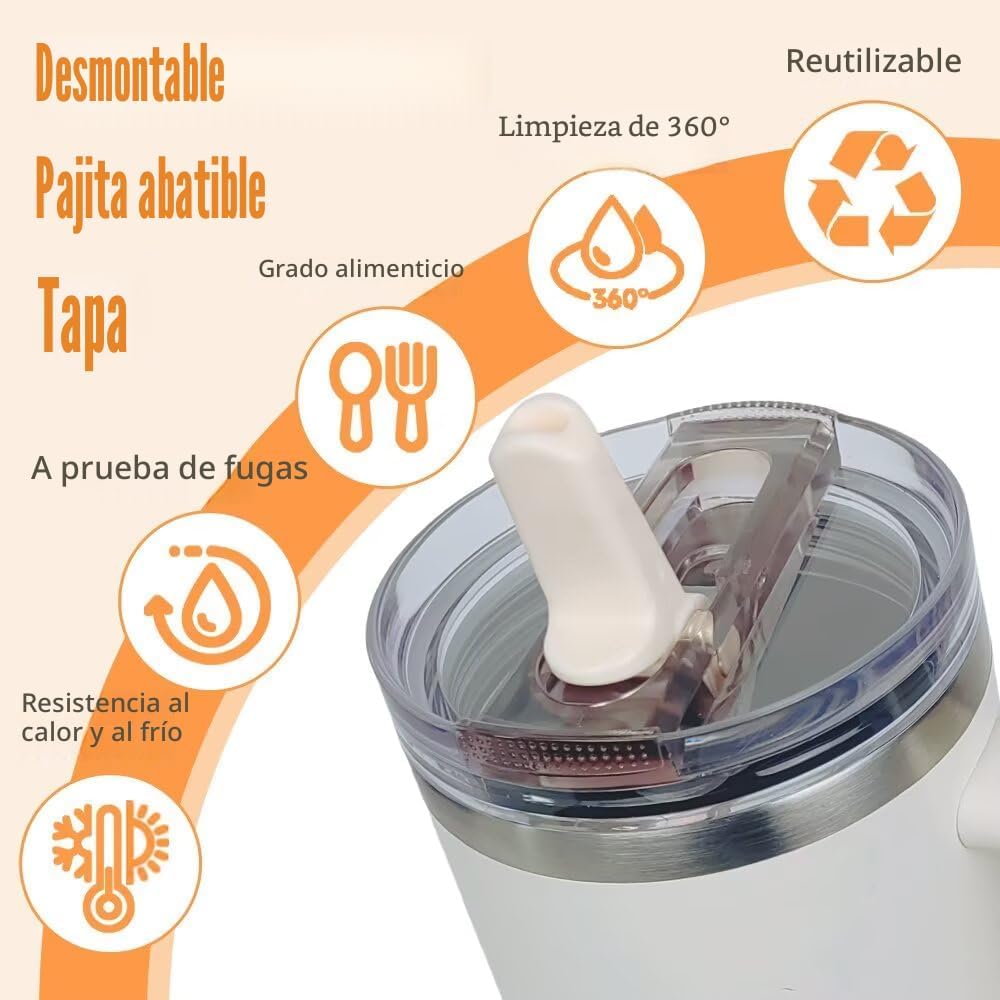 Paquete de 2 tapas de repuesto con popote abatible desmontable para...
