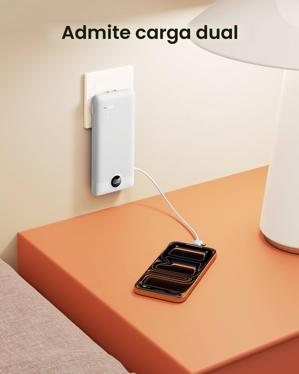 Coowisty Cargador portátil con enchufe de pared, banco de energía U...
