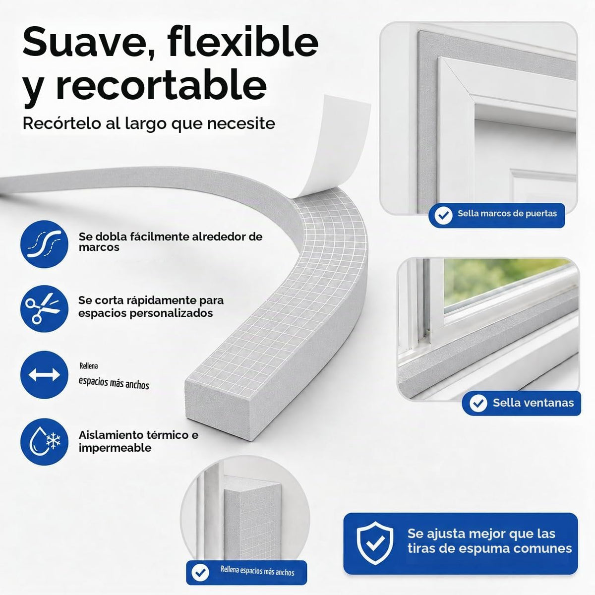 Bantie Tiras de espuma EVA de 1"×1" con cinta adhesiva de b...