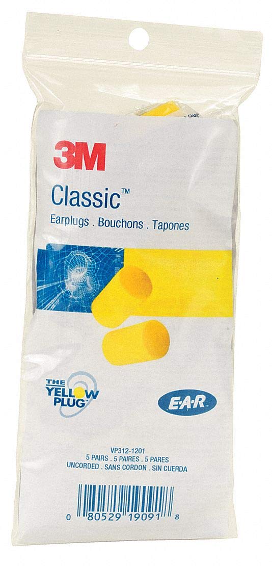 3M - Tapones para los oídos, 5 pares\/bolsa de polietileno, E-A-R C...