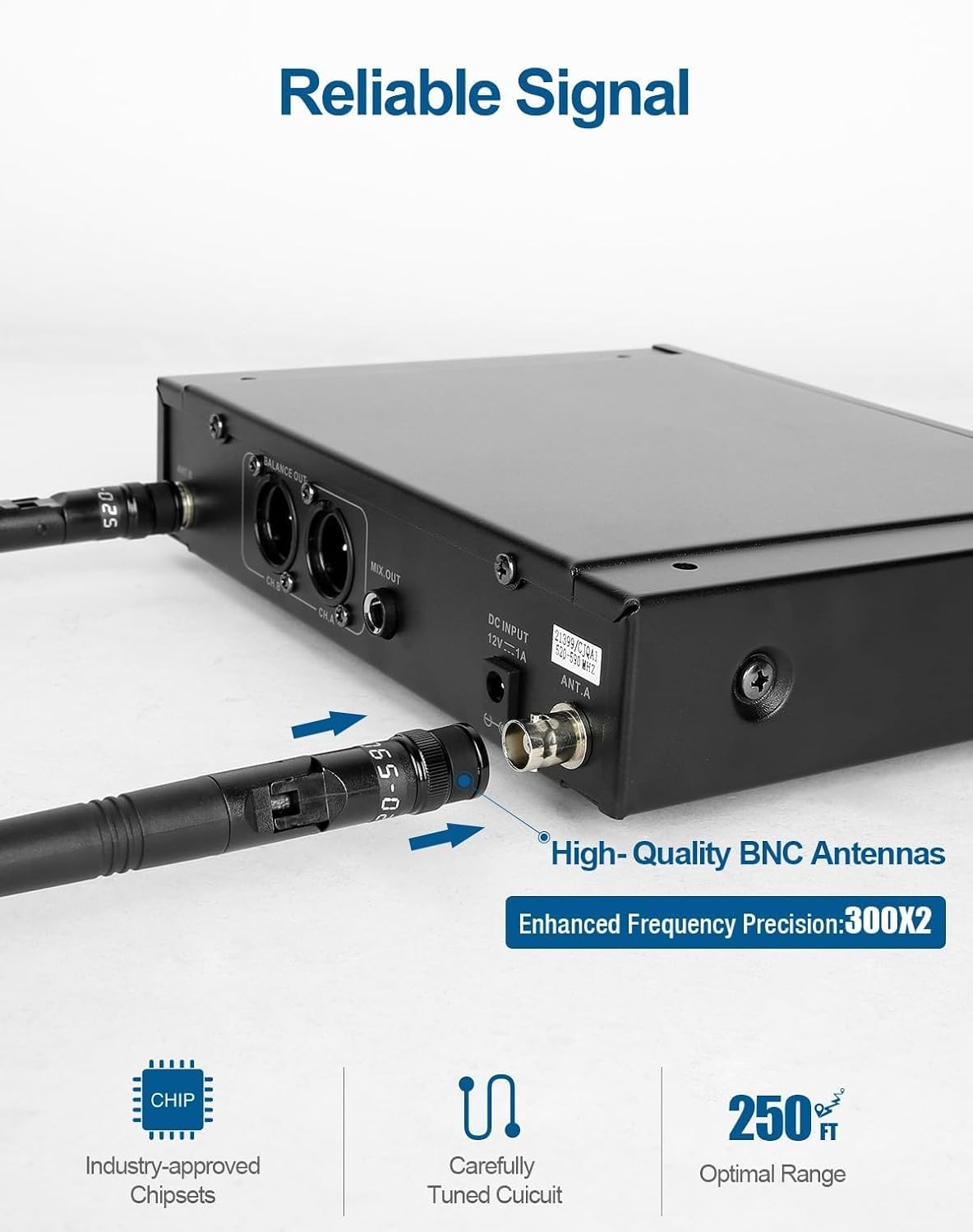 SGPRO SG-82HH Sistema de micrófono inalámbrico de mano dual, 520-59...
