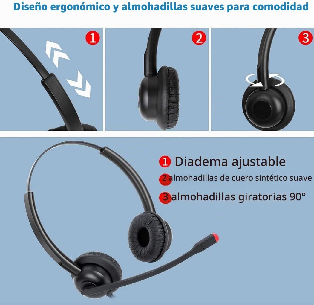 Auriculares USB con micrófono para PC Ordenador Portátil Auriculare...