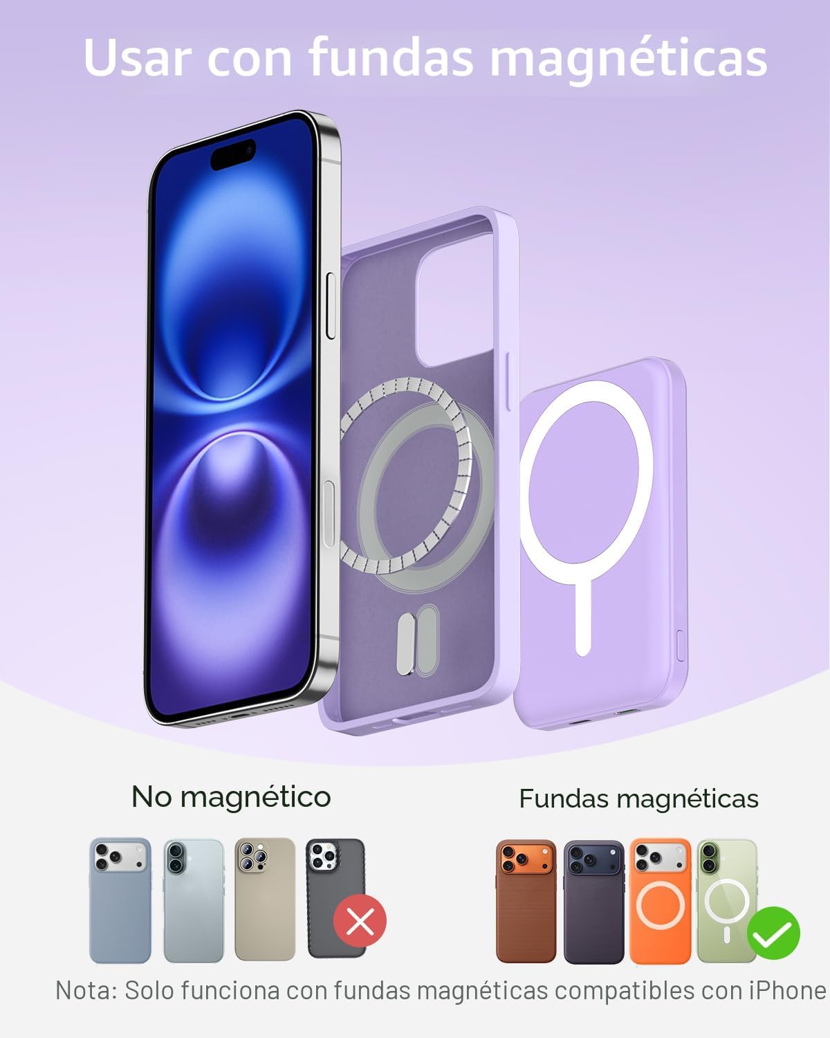 podoru para MagSafe Power Bank 5000mAh, cargador portátil magnético...