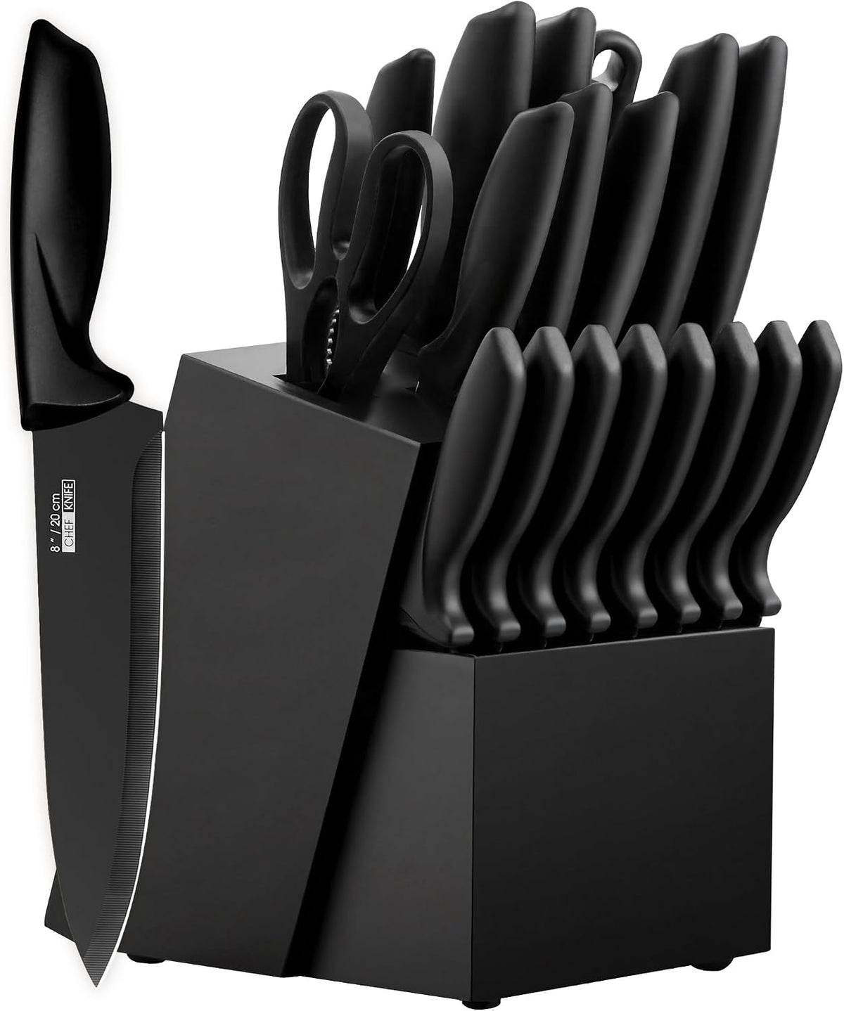 KroWallu - Juego de 20 cuchillos para cocina con bloque, apto para...
