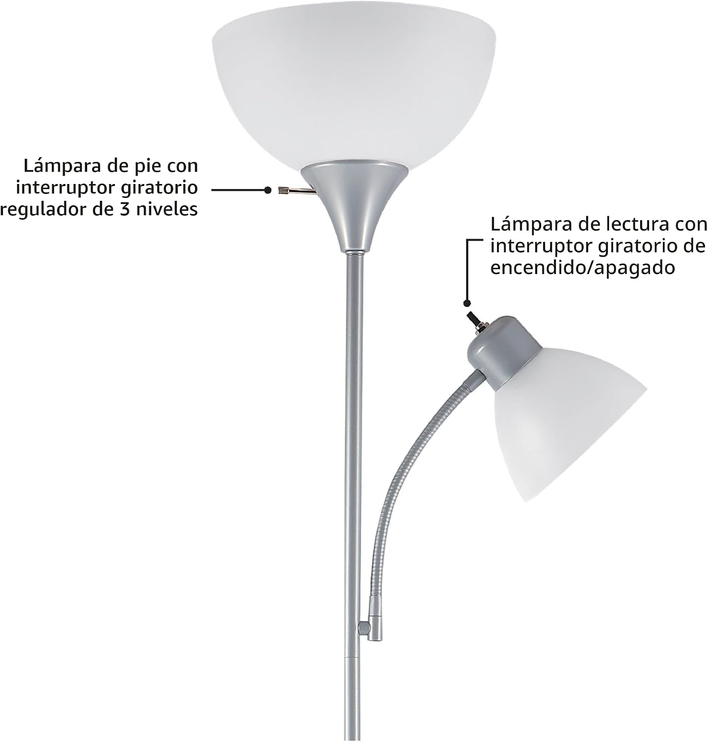 Globe Electric 67134 72 pulgadas Torchiere - Lámpara de pie con luz...