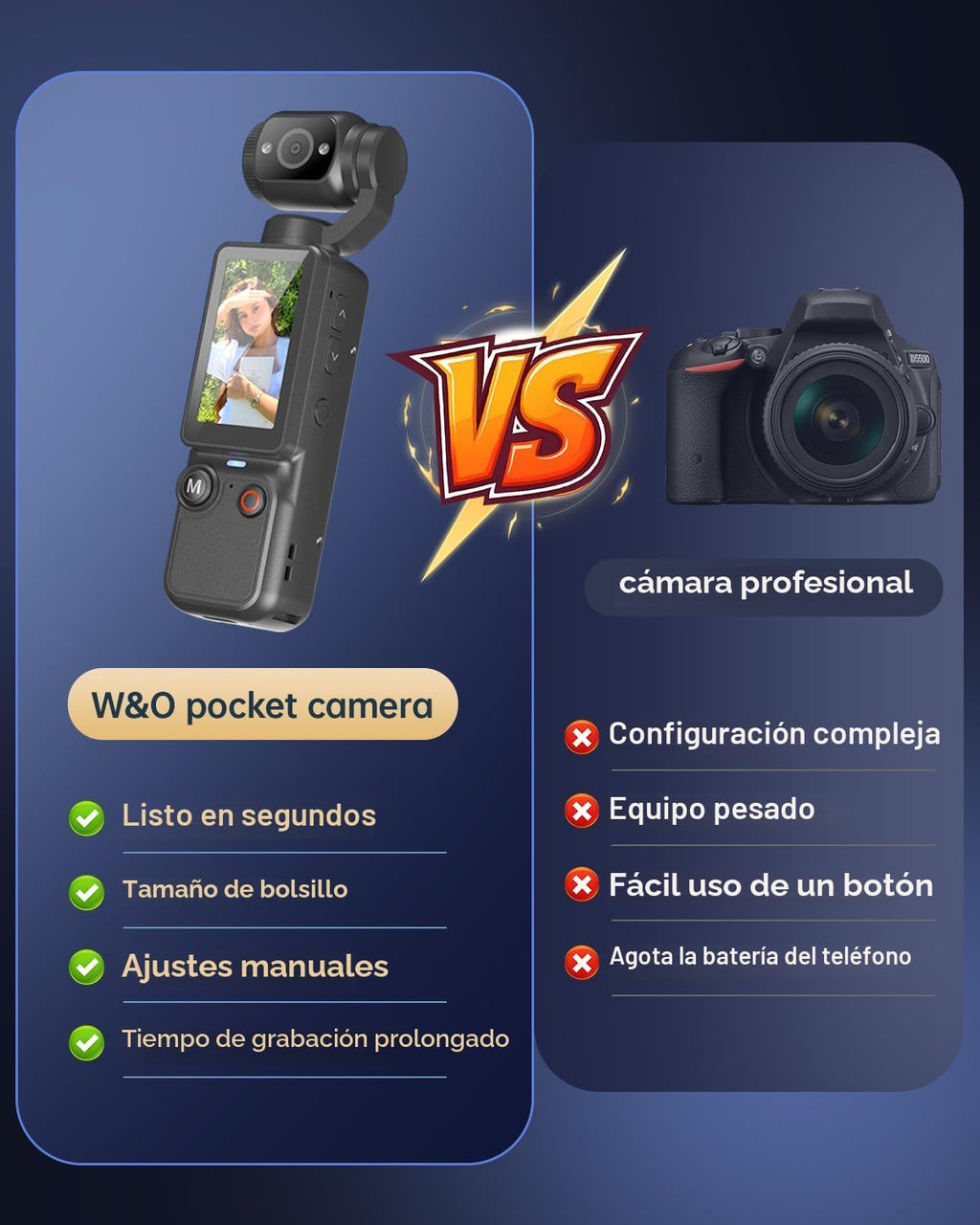 CGXUED - Cámara para vlogging, mini videocámara, cámara de video po...