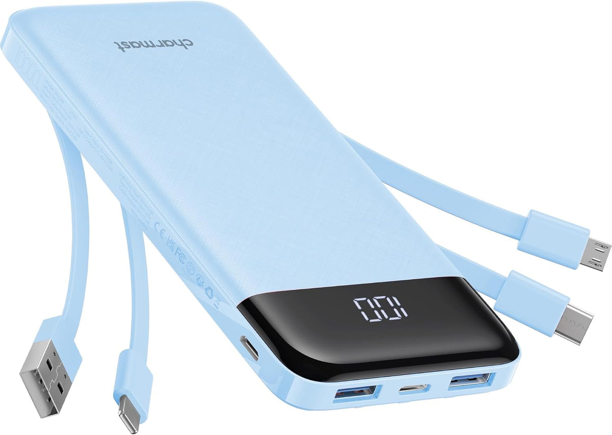 Charmast Power Bank - Cargador portátil con 4 cables integrados ref...