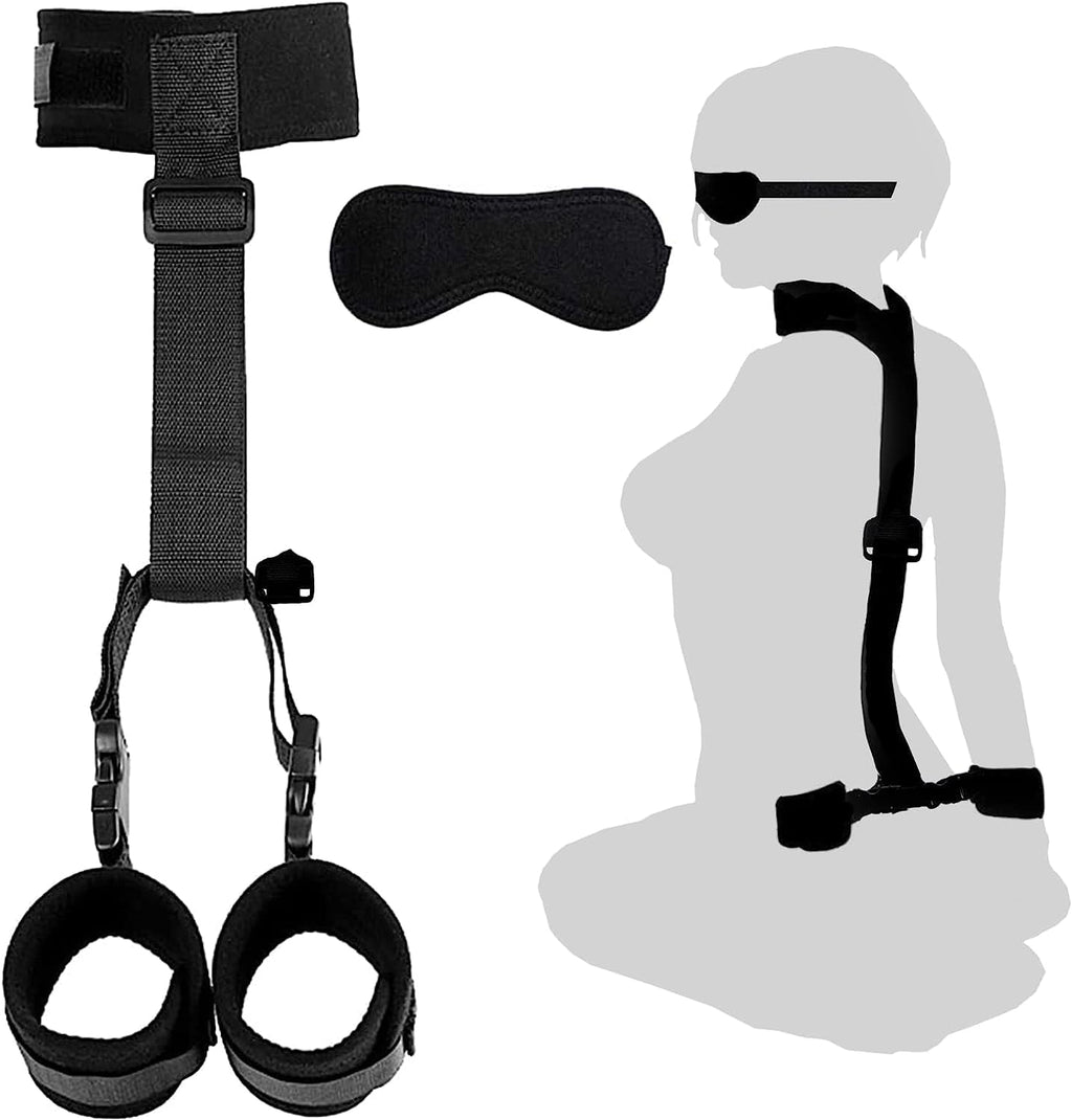 BDSM - Juego de sujetadores de cuello a muñeca, esposas detrás de l...