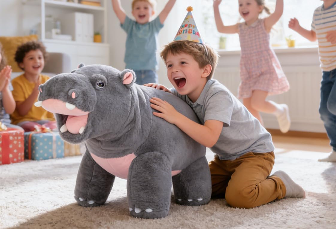 IKASA Peluche de hipopótamo gigante, juguete de peluche grande de h...