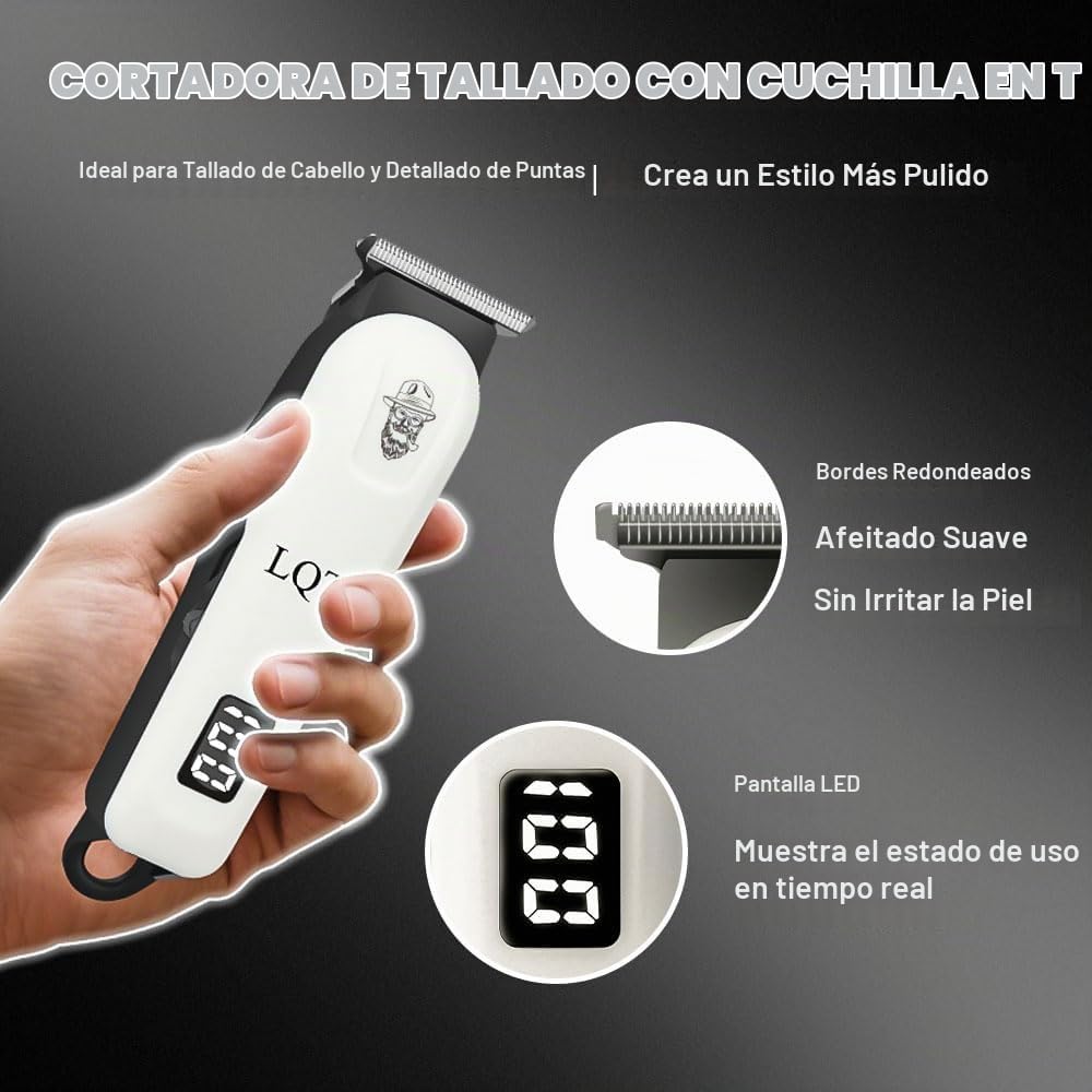 LQT Cortadora de pelo para hombres, juego de cortapelos y recortado...