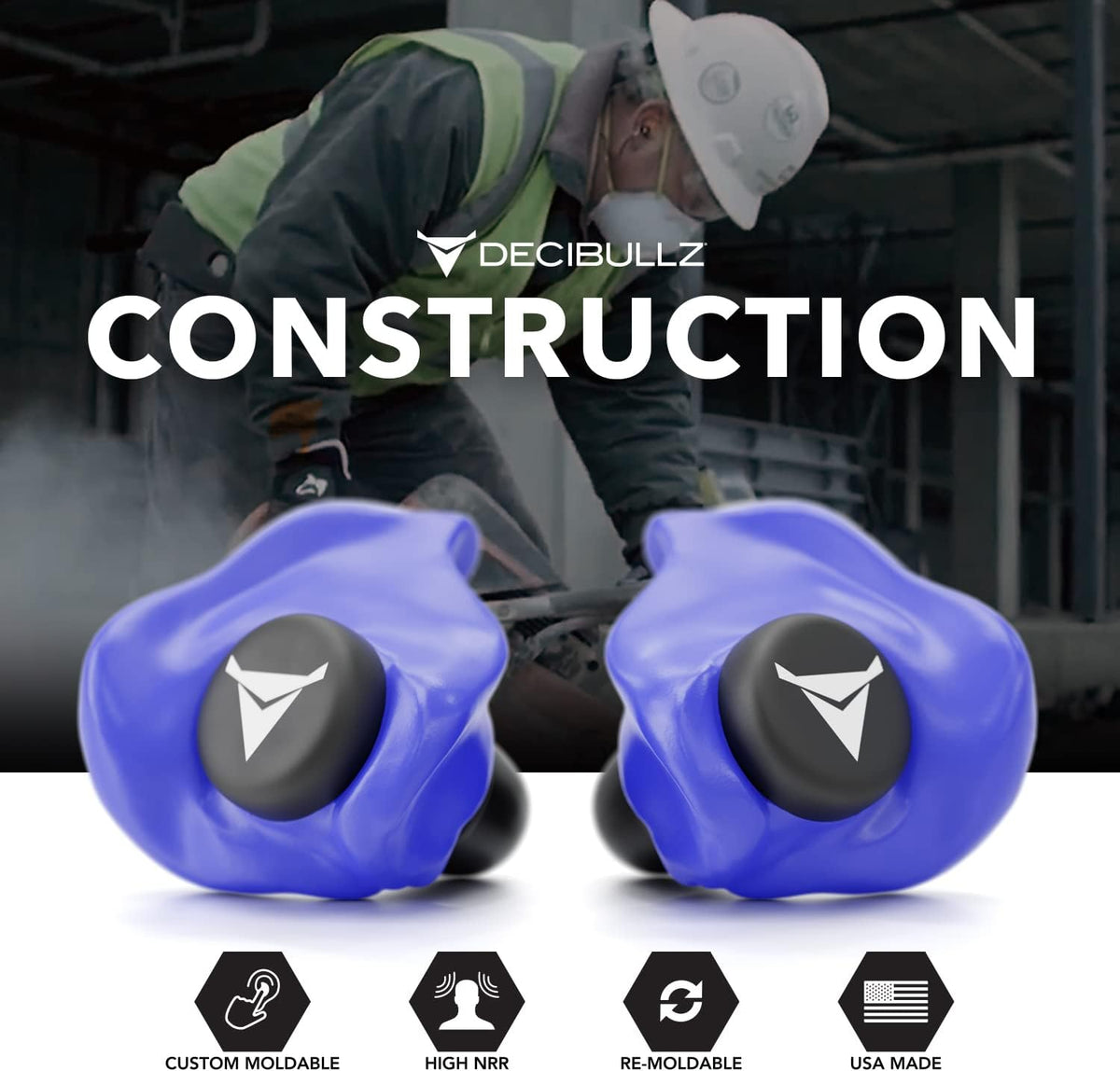 Decibullz - Tapones para oídos moldeables a medida, 31 dB NRR más a...