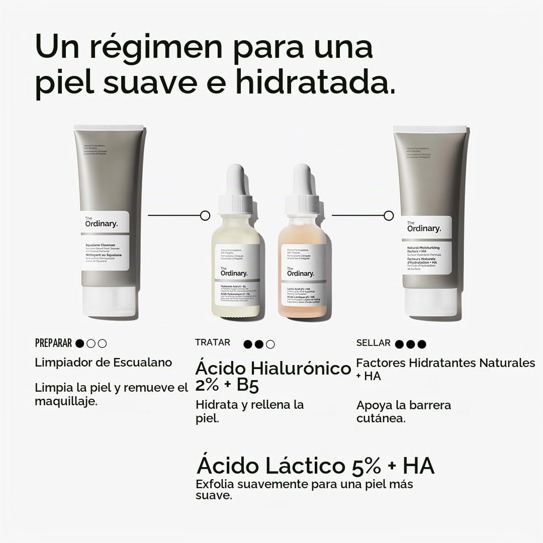 The Ordinary Ácido Láctico 5% + Ácido Hialurónico 2%, suero exfolia...